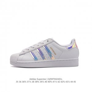 阿迪达斯 Adidas Superstar 三叶草经典贝壳头系列 新款休闲板鞋潮流男女士运动鞋 ，鞋面柔软皮革材质 标志性的贝壳鞋头，锯齿三条纹，简约的线条。就