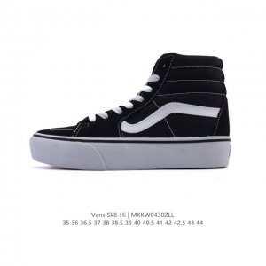 vans 范斯Sk8-Hi 男女高帮滑板鞋-复古休闲运动鞋-Vans范斯。Vans推出的Sk8-Hi板鞋，以经典的款性和高帮设计呈现，鞋面采用优质帆布材质打造，