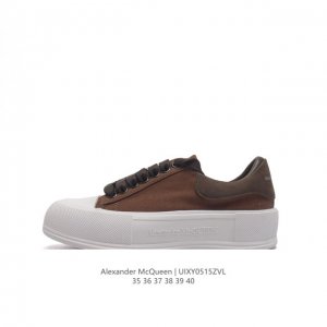 麦昆 Alexander Mcqueen 板鞋帆布小白鞋 含芯片 休闲时尚厚底增高运动鞋 潮流百搭一脚蹬运动鞋女轻便胶鞋。这双鞋子韩范十足,很适合初夏穿搭,白色