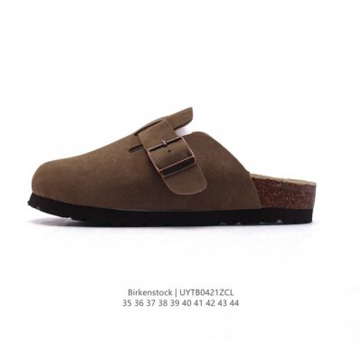 公司级德国百年知名鞋履品牌 勃肯Birkenstock Boston Suede Shearling 波士顿系列休闲凉拖鞋 低帮牛皮绒面革复古软木底包头露跟休闲