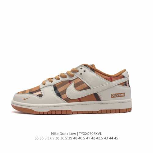 公司级supreme X Nike Dunk Low 橙格子布 此款主张打破传统的工业化流水线设计限制，以made By Ideas的超级创意为理念，集结众多潮