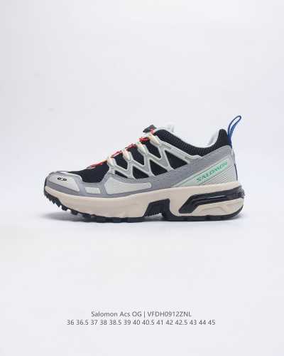 公司级 Salomon Acs Pro Advanced Ls Acs + Og 萨洛蒙复古潮流户外机能登山功能跑鞋 鞋面以 锯齿 状的包裹系统呈现 在基色底之