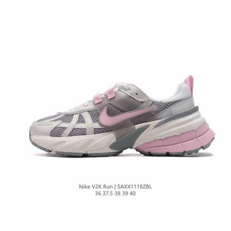 Nike 耐克 V2K Run 减震防滑 复古低帮运动跑步鞋 超火复古跑鞋，采用太空革组合呼吸网眼布鞋面材质，搭载正确4层组合底模，嵌入tpu加固稳定模块,双层 - 点击图像关闭