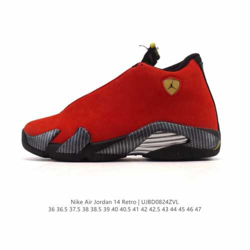 新品 Nike 耐克正品Air Jordan 14 Retro 乔丹14代 Aj14法拉利回归！舒适耐用 减震防滑耐磨 中帮 复古篮球鞋 男女同款 红色，潮流运