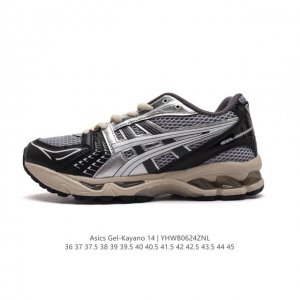 亚瑟士 Asics Gel-Kayano 14 公司级版本运动休闲透气专业缓震慢跑鞋。采用工程弹性双层再生网格密度鞋面材质，后跟3D可视Gel缓震乳胶物料，升级