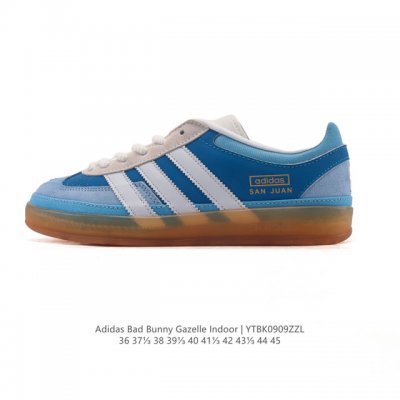 阿迪达斯 T 头鞋 系列Bad Bunny X Adidas Gazelle Indoor德训鞋 潮运动板鞋。Badbunny与Adidas再度联名，推出全新G