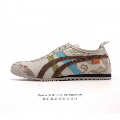 真标 亚瑟士 Onitsuka Tiger Mexico 66 Slip On 鬼冢虎复古时尚 舒适透气帆布鞋面耐磨防滑 休闲运动跑步鞋 虎底采用磨耐防橡滑胶底