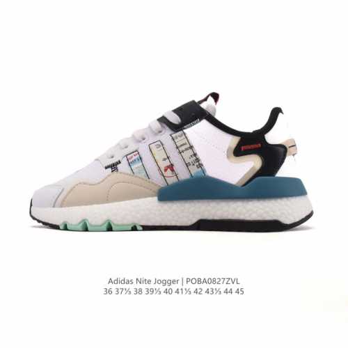 公司级 阿迪达斯 Adidas Nite Jogger 爆米花 全新配色王嘉尔代言款运动鞋。织物透气鞋面 夜行者 3M反光 真爆大底复古跑鞋。 针织透气网布搭配
