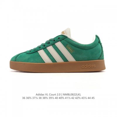 Adidas T头鞋 阿迪达斯 Vl Court 2.0 Shoes 运动休闲板鞋小白鞋，这款T形鞋头运动鞋,力求无论球场或街头,皆显耀眼出众。采用绒面革和牛皮