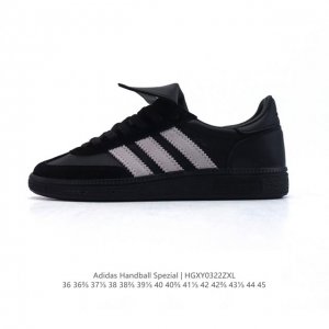 160 【公司级】阿迪达斯 Adidas Handball Spezial 中帮三叶草学院风复古休闲板鞋 德训鞋 橡胶底柔软皮革经典运动鞋板鞋。圆头、缝合拼接设