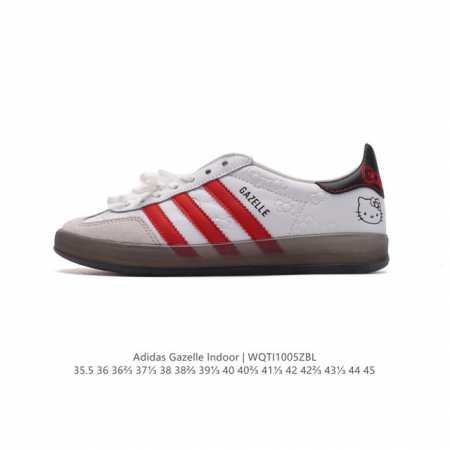 公司级 阿迪达斯 Adidas Originals Gazelle Indoor Hello Ketty 猫复古三叶草防滑透明橡胶板鞋经典运动鞋。这款经典鞋,忠 - 点击图像关闭