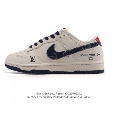 公司级 耐克 Nike Dunk Low Retro 运动鞋复古滑板鞋 路易威登联名。作为 80 年代经典篮球鞋款，起初专为硬木球场打造，后来成为席卷街头的时尚