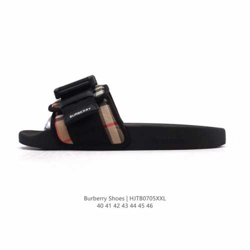 新品公司级 Burberry 巴宝莉 经典复古 时尚简约 网布透气 舒适轻便 露趾 平底 套穿 一字 拖鞋 4076218巴宝莉拖鞋！轻奢感拉满的夏日必备！整个