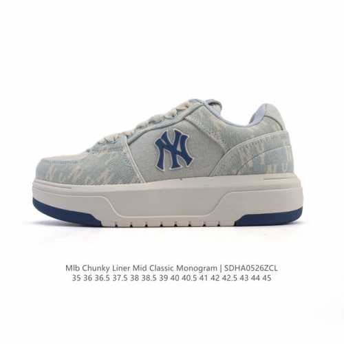 mlb Chunky Liner Mid人气单品学长鞋系列轻量增高厚底百搭休闲运动板鞋轻便胶鞋 高级街头休閒品牌鞋 Mlb Chunky Liner 学长鞋是从