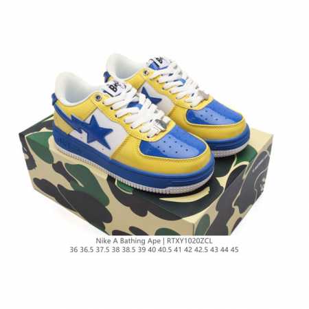 A Bathing Ape 安逸猿 男女同款运动鞋复古板鞋 升级原楦原纸版数据开发，采用超软皮革鞋面材质，内置全掌air sole气垫定制联乘，日本里原宿潮流品 - 点击图像关闭