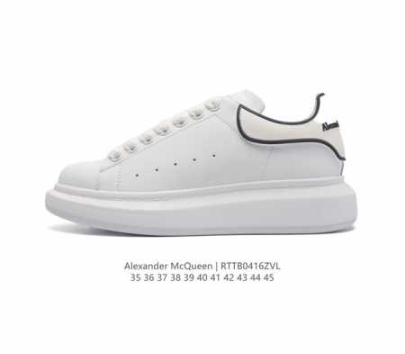 热销经典款 Alexandermcqueen 亚历山大 麦昆mcq 运动小白鞋厚底增高闪尾光滑牛皮平底鞋休闲鞋 时尚男女板鞋潮运动鞋 ，火爆到大街小巷无人不知， - 点击图像关闭