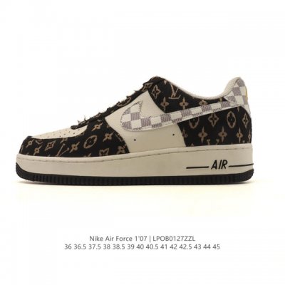 耐克 Nike Air Force 1 '07 Low 空军一号含气垫 低帮百搭小白鞋 路易威登联名 厚底增高休闲运动板鞋。柔软、弹性十足的缓震性能和出色的中底