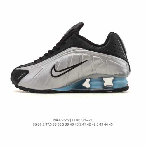 新品 耐克 Nike Shox R4 科技感运动鞋。金属质感鞋面 + 超大气柱 球鞋！Nike Shox R4上脚超炫酷Nike Shox R4十年经典鞋款，复
