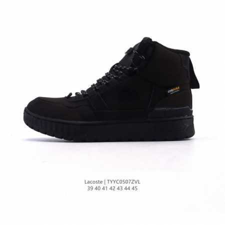 新品 Lacoste 法国鳄鱼男鞋运动篮球鞋 新款男士高帮休闲鞋织物帆布拼接舒适轻便透气运动鞋 Lacoste 拉科斯特 流行元素 车缝线 风格 休闲 内里材质 - 点击图像关闭