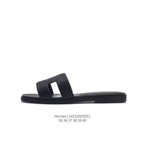 Hermes Footwear Woman 爱马仕 礼装 拖鞋 黑白等多色万年经典爱马士 女神标配 度假 居家 必备 东莞原厂真皮大底平底拖鞋！度假搭配神器！最