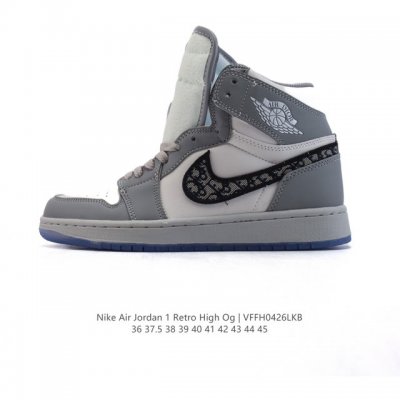 公司级 耐克 乔丹 Dior X Air Jordan 1 High Og “迪奥联名”Aj1高邦 高帮休闲运动篮球鞋 ，35周年限量款全新联名鞋款选择了Air