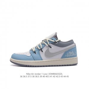 Nike 耐克 原楦原纸版开发版型，采用牛培移膜软皮革材质鞋面，中底注胶孔内置真sole气垫耐克nike Air Jordan 1 Low Gs White B