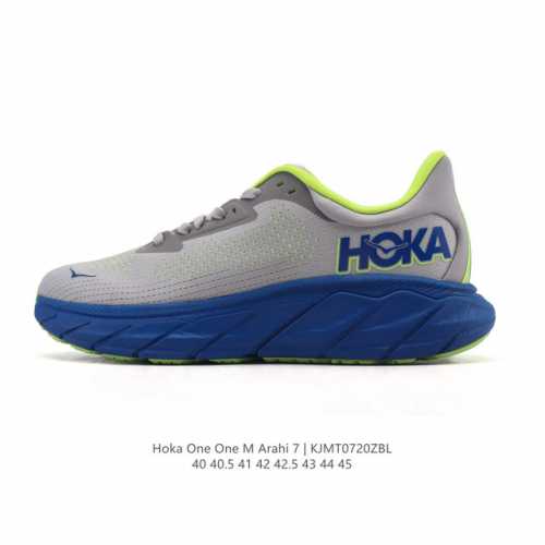 新品公司级 Hoka One One M 轻薄运动鞋 Arahi 7 针织厚底老爹鞋 反光细节 鞋垫饰有标志 橡胶厚底 圆头 正面系带 衬垫设计 鞋底饰有Log