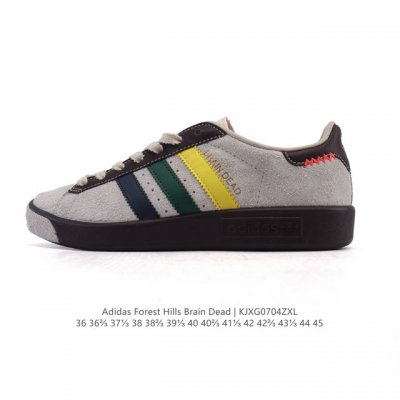 新品 阿迪达斯 Adidas Forest Hills联名款轻便缓震透气跑步运动鞋 防滑耐磨 舒适 时尚 运动休闲鞋 Brain Dead联名 黑色鞋面采用长毛