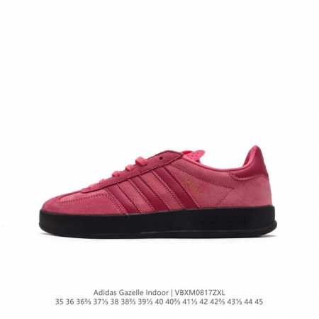 阿迪达斯 Adidas Originals Gazelle Indoor 复古三叶草防滑透明橡胶板鞋经典运动鞋。这款经典鞋,忠于原版设计,缀撞色三条纹和鞋跟饰片 - 点击图像关闭