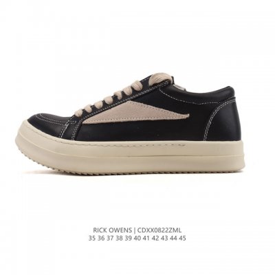 公司级 Rick Owens 复古百搭 时尚 舒适透气 耐磨 休闲鞋 市售最高版本 Rick Owens 瑞克 欧文斯 粗鞋带 低帮高街休闲运动板鞋 原鞋开发