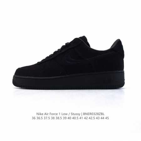 200 【公司级】耐克 Stussy X Nike Air Force 1 '07 斯图西联名 空军一号 透气织物鞋面小白鞋厚底增高百搭运动板鞋，反光原楦头原纸 - 点击图像关闭