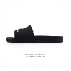 公司级 Balenciaga 巴黎世家拖鞋 家居休闲拖鞋 沙滩拖鞋 男鞋广东原产，采用Pu高密度防滑橡胶鞋底及3D立体Tpu光泽上盖材质，配置正确包装物及灰色天