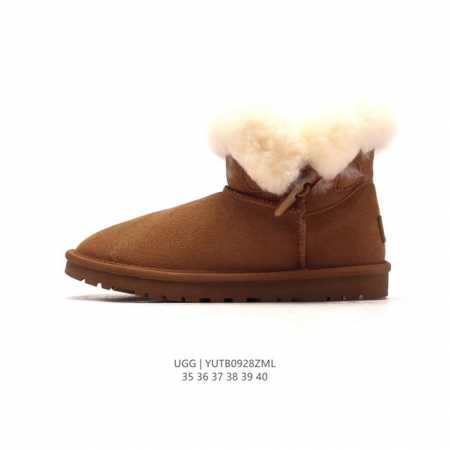 公司级 Ugg雪地靴 牛角扣款中筒靴 时尚舒适女鞋绑带户外雪地靴 俏皮可爱的百变造型， 美国轻奢品牌ugg 平底系列冬季 雪地休闲保暖毛毛雪地靴。官方同步包装 - 点击图像关闭