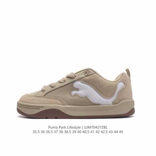 Puma 彪马 男女运动板鞋，原楦原纸版开发版型，采用环保皮革组合鞋面材质，外置耐磨橡胶大底蕾哈娜同系面包鞋太好看了！彪马puma Park Lifestyle