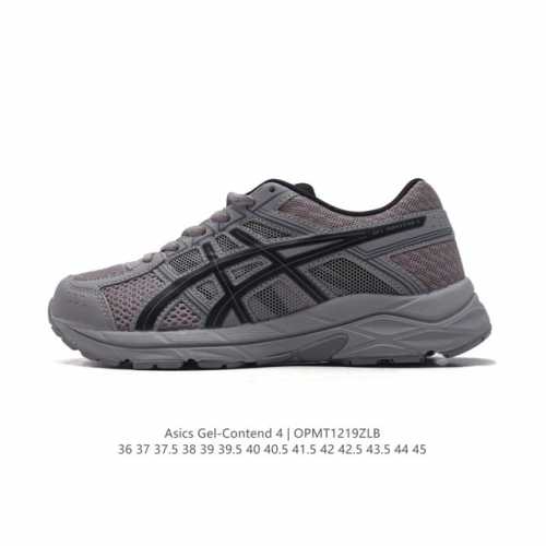 Asics 亚瑟士 2024新款男女子gel-Contend 4缓震回弹透气跑步鞋。高颜值百搭入门级跑鞋多层网面织物+植绒材质构成了亚瑟士logo图案，具有很高