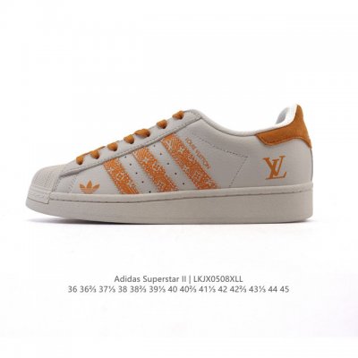 公司级 阿迪达斯 Adidas Superstar 2025年新款鞋子 路易威登联名 蛇年新款经典贝壳头系列 新款休闲板鞋潮流男女士运动鞋 。鞋面柔软皮革拼接材