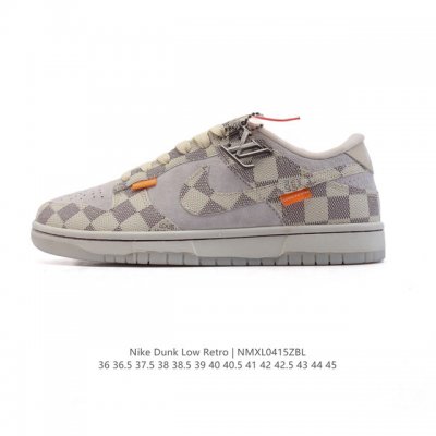 真标 耐克Nike Dunk Low 板鞋 Sb系列经典百搭休闲运动板鞋 路易威登联名。加厚鞋舌的填充，使舒适性大大提升，同时也更方便穿脱中底部分则加入了脚感柔