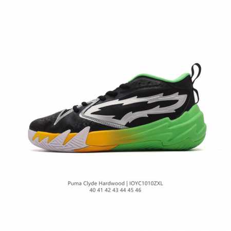 彪马库兹马 Puma Clyde Hardwood 复古低帮缓震透气实战篮球鞋男士运动鞋。这双鞋很大的特征就是后半部分的皮质鞋面，皮质鞋面对脚的包覆真的有那种老 - 点击图像关闭