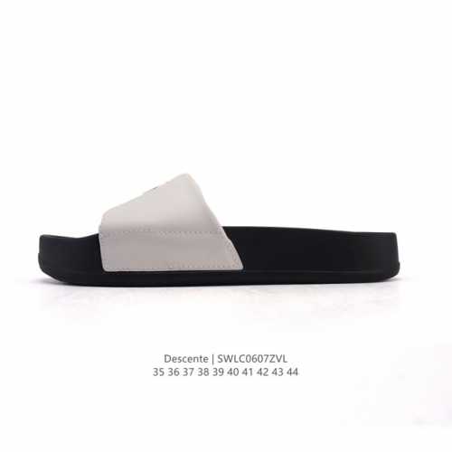 新品 迪桑特Descente Modern Style 柔软舒适休闲 防滑防磨一字拖鞋 黑色舒适 简约百搭，材料非常的软弹 夏日必备 很凉快，纯黑的鞋身很酷，光