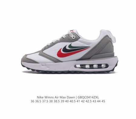 耐克 Nike Air Max Dawn 黎明系列 低帮气垫百搭休闲运动慢跑鞋。从配色上彰显出浓厚的复古气质。最大的亮点当属鞋型设计上加入结构元素，汲取1984 - 点击图像关闭