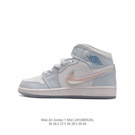 耐克 Nike Air Jordan 1 Mid 女子篮球鞋时尚轻盈板鞋aj1乔1运动鞋 乔丹一代 高帮复古休闲篮球鞋 。Air Jordan 1 Mid 搭载 - 点击图像关闭