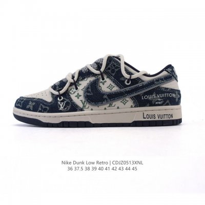公司级 耐克 Nike Dunk Low Retro 运动鞋复古板鞋解构绑带 双鞋带 路易威登联名 作为 80 年代经典篮球鞋款，起初专为硬木球场打造，后来成为