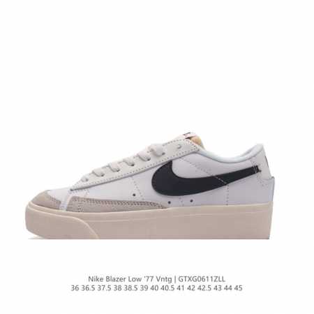 耐克 Nike Blazer Low '77 Vntg 男女子运动鞋 重现低调风格和经典篮球外观，依托经典简约魅力和舒适性能，备受街头时尚赞誉。华美翻毛皮细节、 - 点击图像关闭