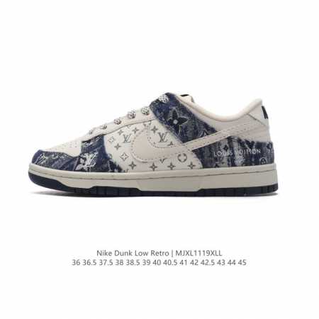 公司级 耐克 Nike Dunk Low Retro 运动鞋复古板鞋 路易威登联名。作为 80 年代经典篮球鞋款，起初专为硬木球场打造，后来成为席卷街头的时尚标 - 点击图像关闭