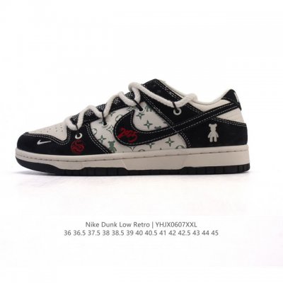 公司级 耐克 Nike Dunk Low Retro 运动鞋复古板鞋 解构绑带 双鞋带 路易威登联名。作为 80 年代经典篮球鞋款，起初专为硬木球场打造，后来成