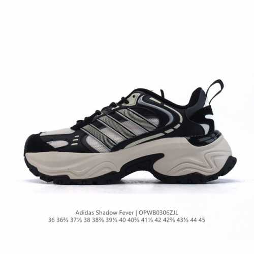 新品公司级 阿迪达斯 Adidas Shadow Fever 复古减震橡胶外底跑鞋 厚底增高老爹鞋，尽显简约格调，上脚舒适更兼具防滑耐磨之特性。其秉持原楦原纸版