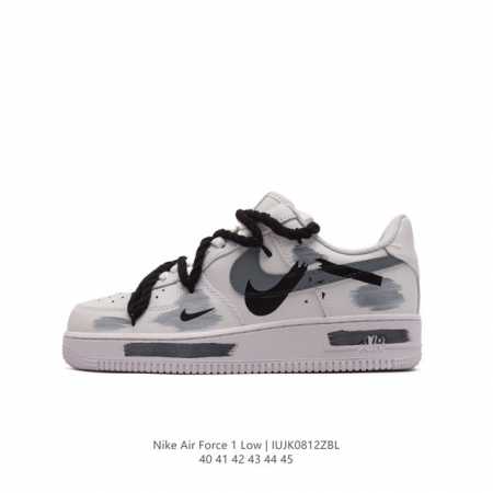 公司级 Af1耐克 Nike Air Force 1 ‘07 Low 空军一号 白灰黑绑带 厚底增高百搭运动板鞋 原楦头原纸板 打造纯正空军版型，专注外贸渠道 - 点击图像关闭