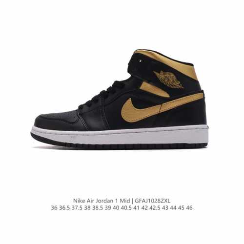 耐克 NIKE AIR JORDAN 1 MID 男女子篮球鞋时尚轻盈板鞋AJ1乔1运动鞋 乔丹一代 高帮复古休闲篮球鞋 。AIR JORDAN 1 MID 搭