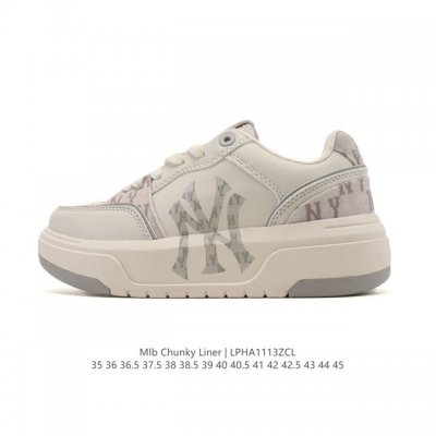 公司级 Mlb Chunky Liner Mid人气单品学长鞋系列轻量增高厚底百搭休闲运动板鞋轻便胶鞋 高级街头休閒品牌鞋。Mlb Chunky Liner 学