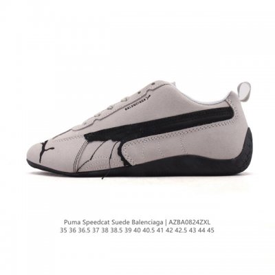 Puma 彪马 X Balenciaga巴黎世家 Speedcat 系列运动鞋 薄底鞋 牛皮绒面革 圆头做旧磨损 低帮 生活休闲鞋，极速赛车系列 复古运动休闲跑